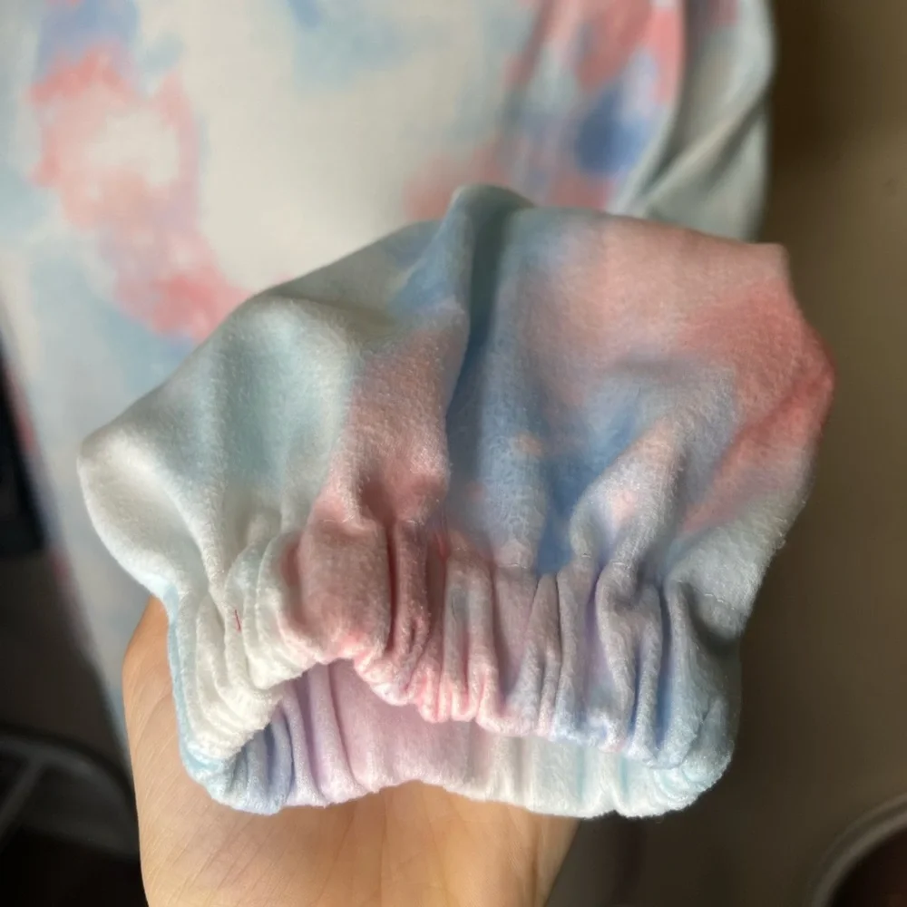 Pink Blue Pajama Tie Dye Top Size M Fleece Soft Sleepwear Casual Relaxed Lounge